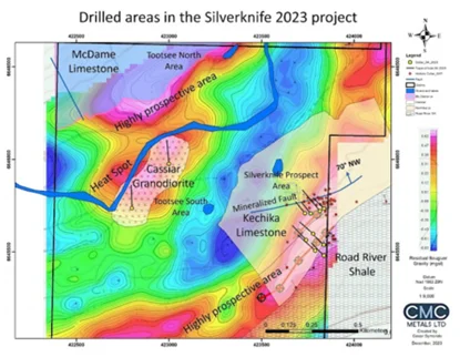 Drilled areas in the Silverknife 2023 projects