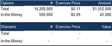 Options table