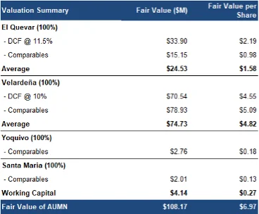 Valuation Summary