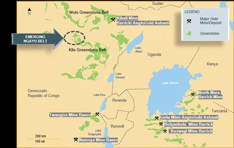 Kibali is 220 km from the Ngayu belt